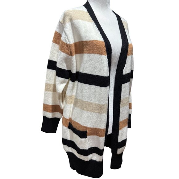 NEW LuLaRoe Womens XS Longline Open Front Cardigan Sweater Striped Knit Pockets - Picture 3 of 9
